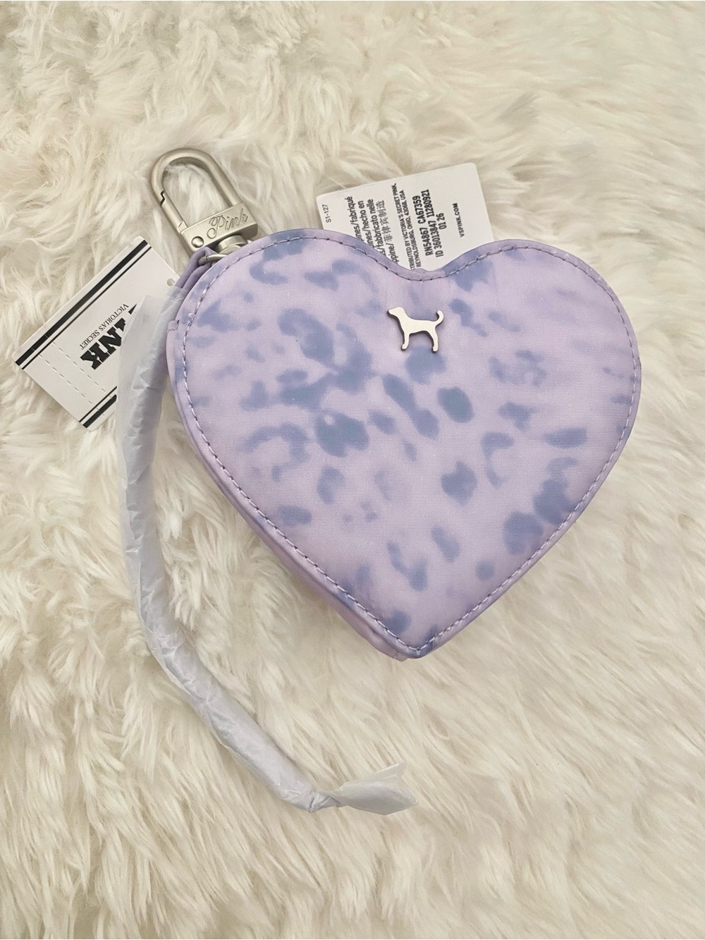 Lavender Heart Coin Pouch with Dog Logo
